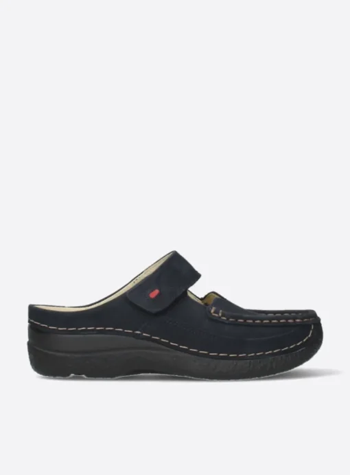 Roll Slipper - blauw nubuck