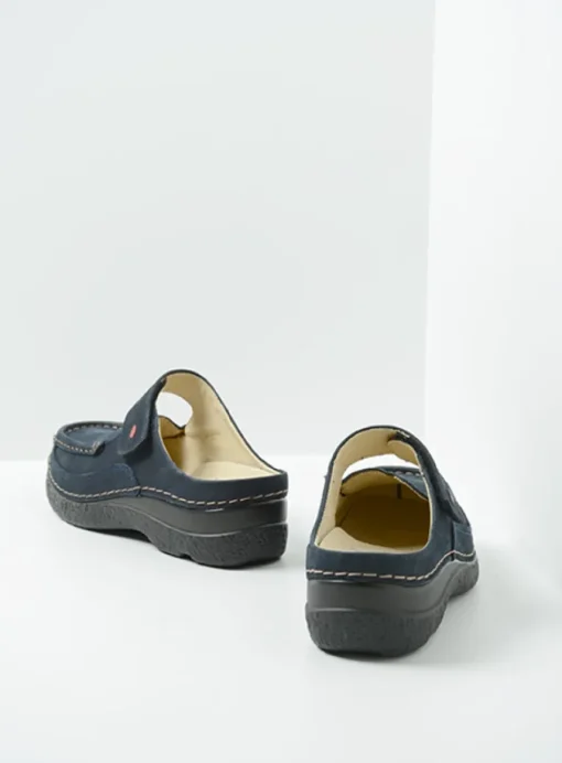 Roll Slipper - blauw nubuck