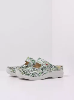 Roll Slipper - gebroken wit/groen nubuck