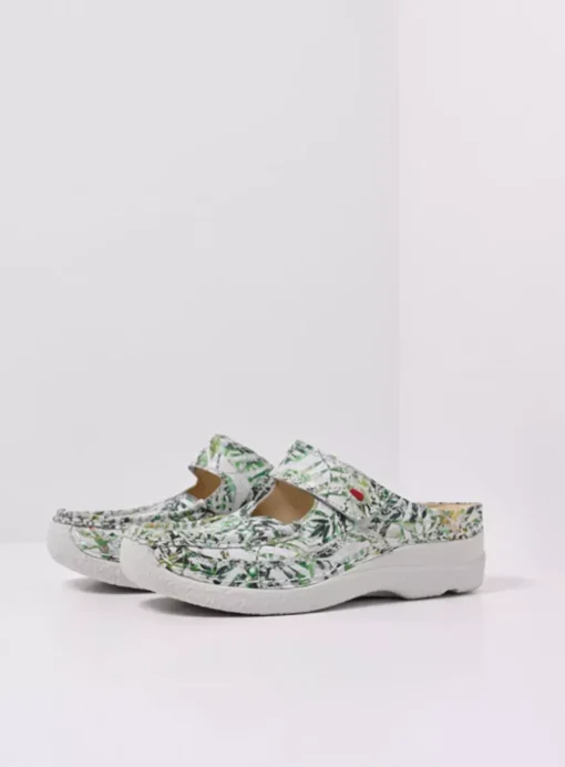 Roll Slipper - gebroken wit/groen nubuck