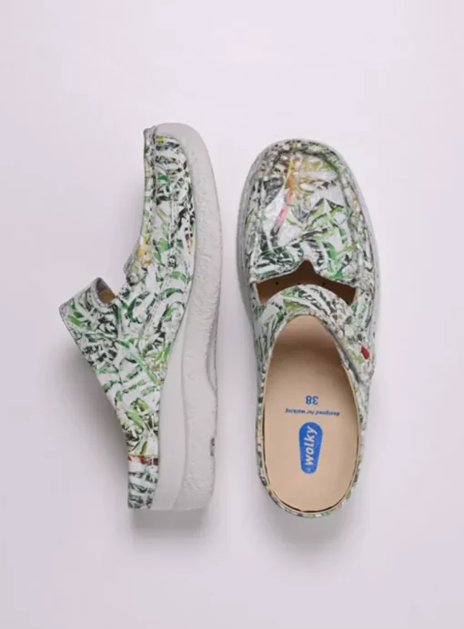 Roll Slipper - gebroken wit/groen nubuck