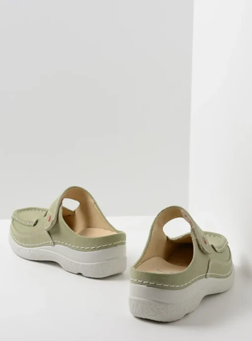 Roll Slipper - lichtgroen nubuck