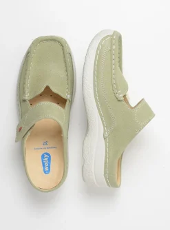 Roll Slipper - lichtgroen nubuck