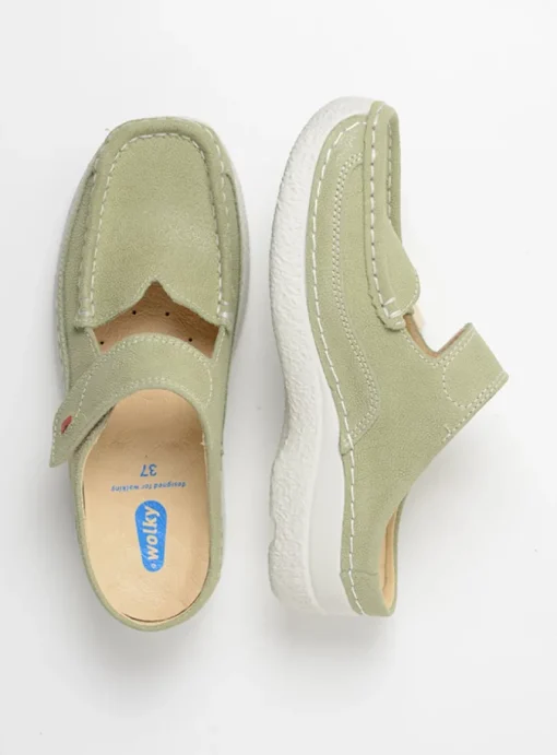 Roll Slipper - lichtgroen nubuck