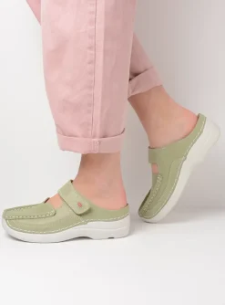 Roll Slipper - lichtgroen nubuck