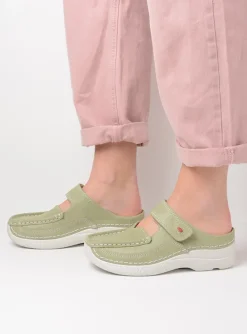 Roll Slipper - lichtgroen nubuck