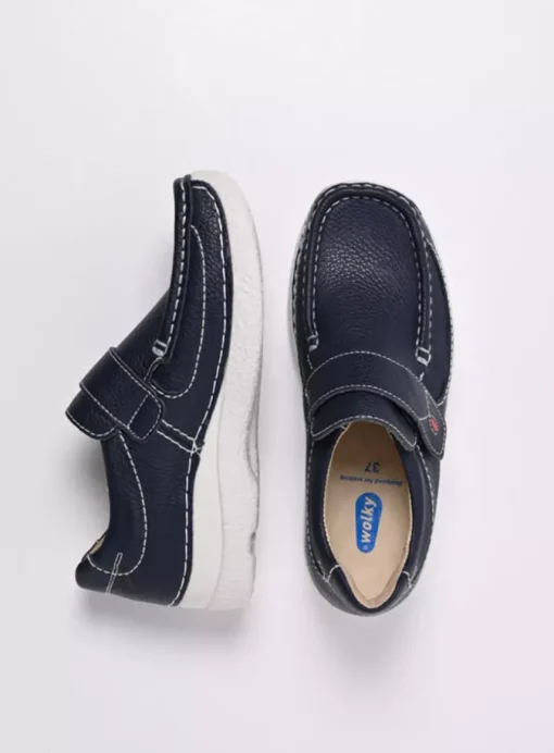 Roll Strap - blauw leer
