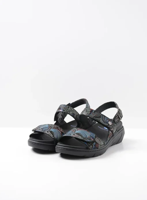 Santorini - zwart/blauw suede