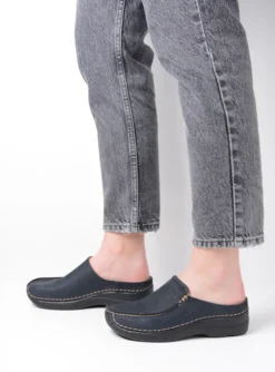 Seamy Slide - blauw nubuck