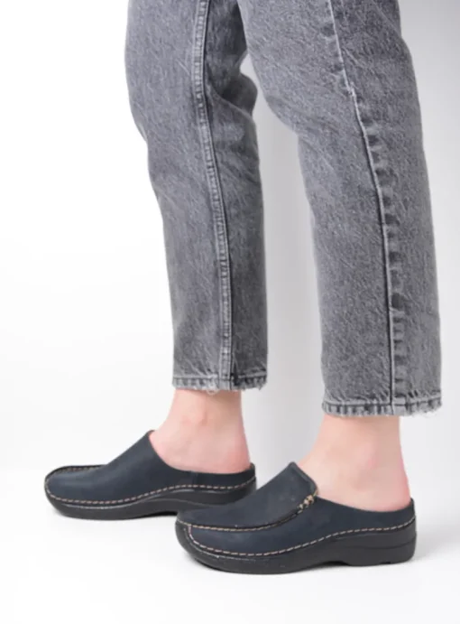 Seamy Slide - blauw nubuck