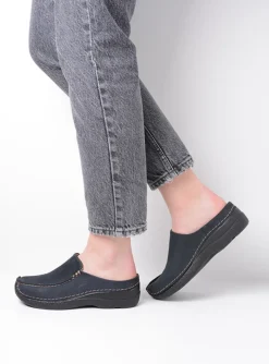 Seamy Slide - blauw nubuck