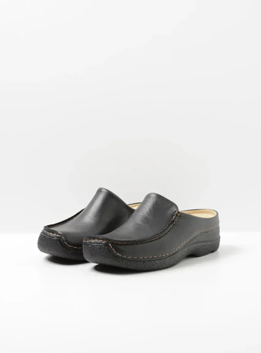 Seamy Slide - zwart geprint leer